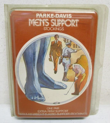 DE COLECCIÓN NOS PARKE-DAVIS HOMBRE MARRÓN SOBRE LA PANTORRILLA SOPORTE MEDIAS FARMACIA TALLA L Foto 1 de 4