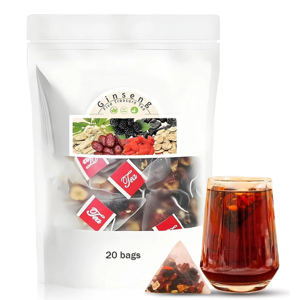 Mezcla de bienestar de hierbas de té Ginseng Five Treasure - 100 g (20 bolsas) ¡Envío gratuito!! Foto 1 de 4