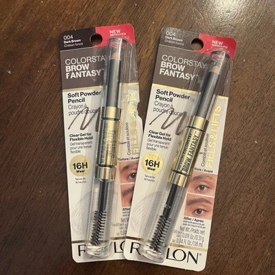 Revlon Colorstay Brow Fantasy 004 Dark Brown Soft Powder Pencil Clear Gel 2 Pack - Image 1 of 4