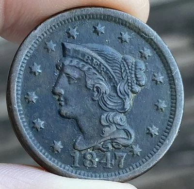 1847 Cabeça de Cabelo Trançado GRANDE CENTAVO - MUITO BOM - LIBERDADE TOTAL - (ALTA QUALIDADE) e673 - Imagem 1 de 2