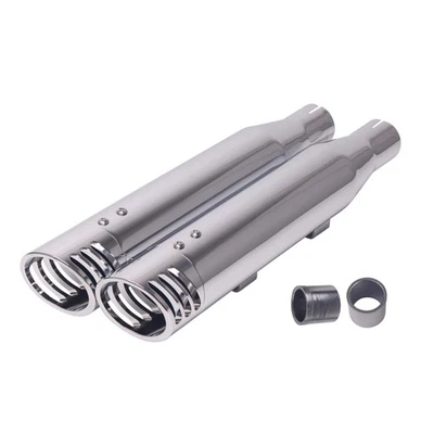 Silenciadores de escape cromados de 3" rectos de flujo libre deslizables para Harley 2014-2022 Foto 1 de 4