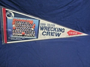 Banderín fotográfico de los New York Giants 1986 BIG BLUE WRECKING CREW firmado por 5 jugadores - Imagen 1 de 6