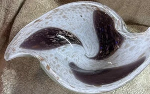 VTG Murano Purple & Gold Fleck Art Glass Dish Center Piece Nice - Picture 1 of 15
