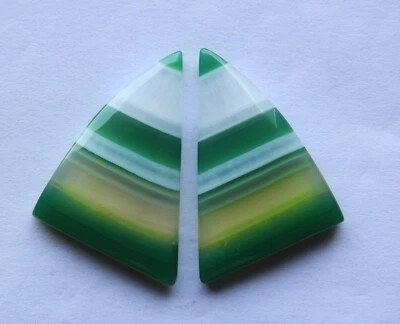 46.40 Ct Natural Banded Agate (33.7mm X 21mm each) Cabochon Loose Match Pair - Image 1 of 3