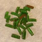 A502 Vintage 18x6mm peridot curved ribbed bar glass jewels, gold foiled FB (24)