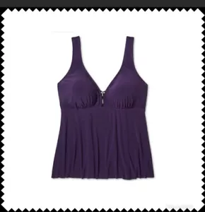 Traje De Baño Tankini Verde Aqua Sobre El Hombro Púrpura 22W - Imagen 1 de 2