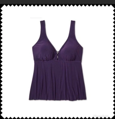 Traje De Baño Tankini Verde Aqua Sobre El Hombro Púrpura 20W Foto 1 de 2