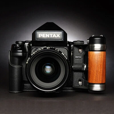 Handmade Genuine Real Leather Half Camera Case Bag Cover For Pentax 67ii - Image 1 of 4