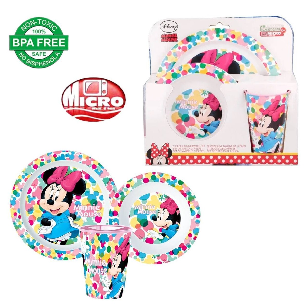 Set Stoviglie Bambini Minnie - Piatto, Ciotola E Tazza Senza BPA - Foto 10