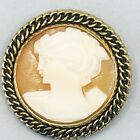 VINTAGE CATAMORE 12K GF CARVED SHELL CAMEO 1 1/8? BROOCH PIN