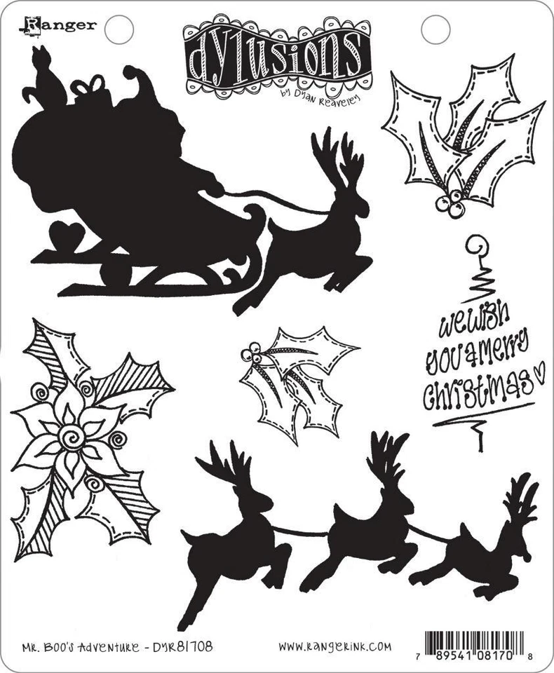 New  anger rubber stamp Dylusions MR BOO'S ADVENTURES CHRISTMAS  - Image 1 of 1