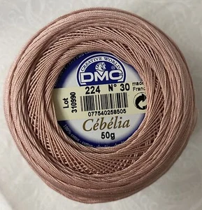 DMC Cebelia Combed Cotton Thread Size 30, 50g, Colour 224 Very Light Shell Pink - Imagen 1 de 3