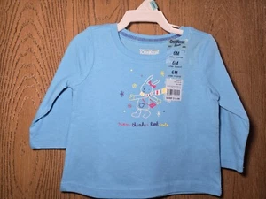 NWT Size 6M OshKosh B'gosh blue shirt w/ winter bunny mom thinks I look cute - Picture 1 of 3