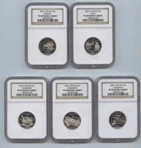 2002-S 25C 5-Coin Silver Proof Quarter Dollar Set PF69UCAM NGC - Picture 1 of 2