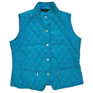 Givoni Teal Blue Quilted Snap Button Sleeveless Vest with Zip Pockets Size 16 - Picture 1 of 6