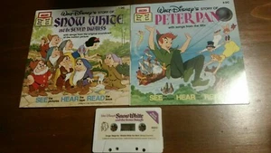 Walt Disney Snow White/Peter Pan Read Along Books And Cassette - Picture 1 of 1
