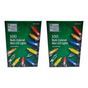 2 Pack Home Accents 100 Multicolored Mini LED Lights Indoor/Outdoor - Green Wire - Picture 1 of 9