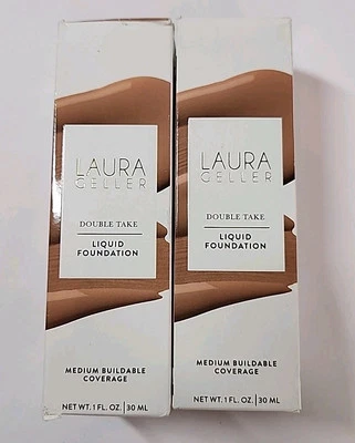NEW 2X LAURA GELLER Double Take Liquid Foundation Medium Full Coverage Deep 430 - Image 1 of 4
