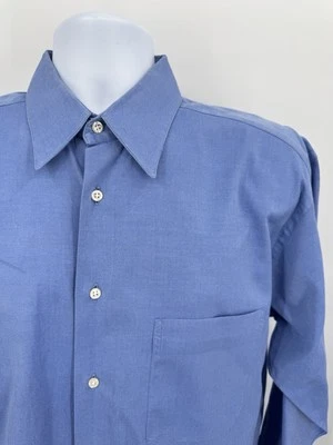 VTG Gitman Bros Oxford Men's 16/33 Large Button Down Shirt Pinpoint Cotton Blue - Image 1 of 4