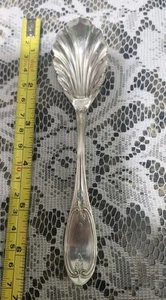 ROGERS SMITH & CO ANTIQUE c1858! OLIVE 🕊SILVERPLATED SUGAR 🍚 SHELL SPOON - Picture 1 of 11
