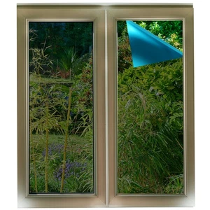Película de privacidad para ventanas bloqueo térmico 35,4"x157,5" cubierta estática adhesiva unidireccional, azul - Imagen 1 de 6