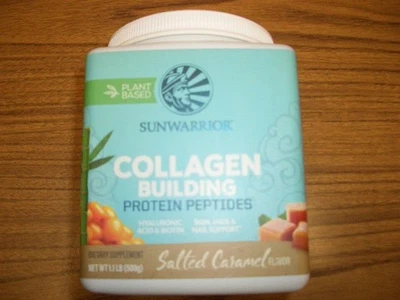 Sunwarrior Collagen Building Protein Peptides Salted Caramel 1 lb Exp 3/2026 - Image 1 of 4