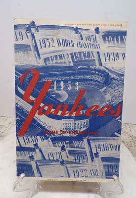 1953 Yankees vs Indians Baseball Program UNSCORED Mantle Berra Martin Bauer ETC - Image 1 of 4