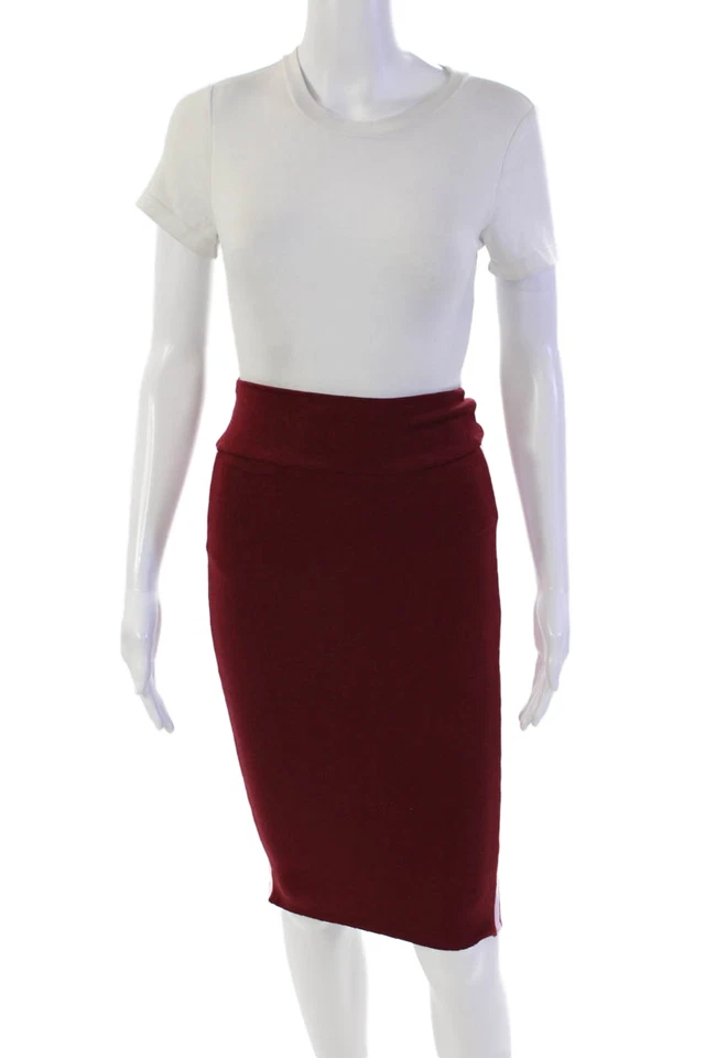 Falda lápiz tejida acanalada hasta la rodilla TWENTY MONTREAL para mujer roja rosa talla pequeña Foto 1 de 4