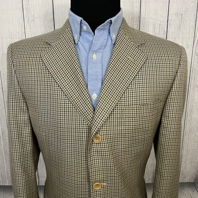 Canali Proposta 42L Tan Check Silk & Wool 3-Button Dual-Vent Sports Coat - Image 1 of 4