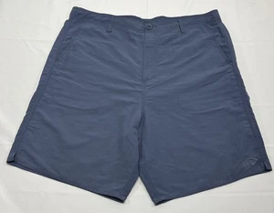 AFTCO Shorts Mens Performance Fishing 38 x 8" Inseam Blue Nylon Elastic Waist - Picture 1 of 9