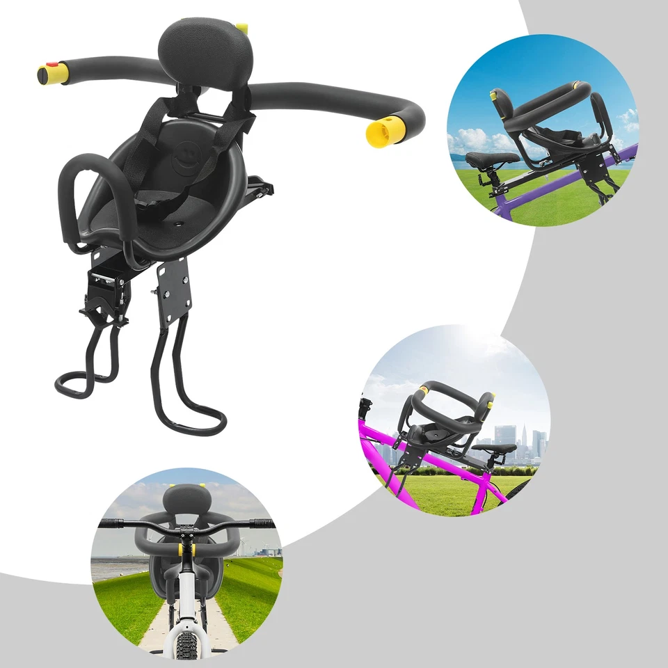 Черное портативное велосипедное детское сиденье для велосипеда/электромобиля/горного велосипеда переднее сиденье - Изображение 1 из 4