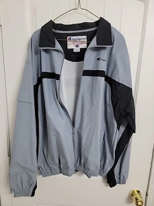 Vintage '90s Champion Men's Windbreaker Jacket Black Gray Large L - Picture 1 of 4