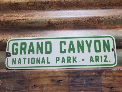 LETRERO DE PORCELANA VINTAGE DEL GRAN CAÑÓN PARQUE NACIONAL ANTIGUO SERVICIO FORESTAL DE ESTADOS UNIDOS ARIZONA  Foto 1 de 4