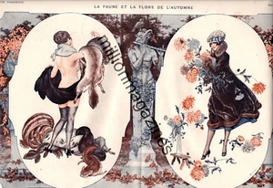 1916 La Vie Parisienne Rare Original French art- Autumn Flora and Fauna-Herouard - Picture 1 of 1