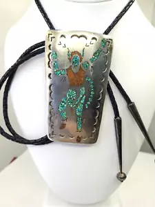 ENORME CRAVATTA BOLO DI CORALLO TURCHESE ROVAJO BUFFALO BALLERINA NAVAJO STILE TOMMY SINGER - Foto 1 di 11
