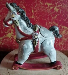 CLAYWORKS BLUE SKY Spaghetti Style Tealight Trinket Holder Tail Horse Figurine - Picture 1 of 14