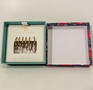 NUEVO House of Harlow 1960 Aro Dorado Graduado Trío 3 Pares Pendientes en Caja de Regalo - Imagen 1 de 6