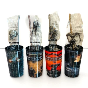 Terminator Salvation 7-ELEVEN Slurpee Cups Complete Set of 4 With Straws RARE - Picture 1 of 17