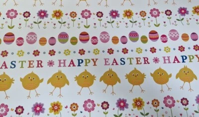 GIFT ENVY 2 sheets Easter Egg Wrapping Paper Gift Wrap decorated Eggs and chick design