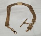 Pocket Watch Fob 10k Gold Accents 13" Chain GF Vtg HEAVY Ornate 47.28g! Gorgeous