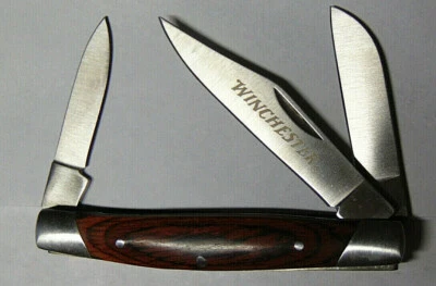 Navaja de bolsillo Winchester de 3 hojas de acero inoxidable de 3,75 pulgadas hecha en China Foto 1 de 4