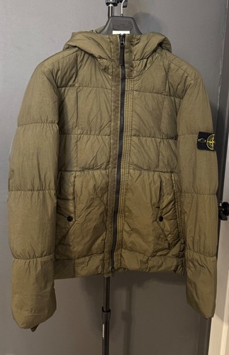 Stone Island Crinkle Reps Cappotto Imbottito Oliva Taglia S **Ottime Condizioni**