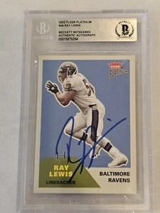 2002 Fleer #46 Ray Lewis Baltimore Ravens Autographed Signed Beckett Slab - Picture 1 of 4