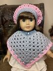 Crochet Slouchy Hat Beret And Poncho Fits American Girl Dolls 18" Doll Clothes