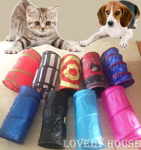 Foldable Pet Cat Dog Kitten Puppy Fun Tunnel Folding Toys Pop Out Multicolor - Picture 1 of 6