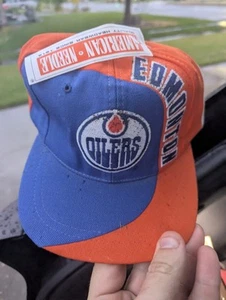 Vintage Starters Edmonton Oilers Hat Blue Adjustable Snapback Twill Cap - Picture 1 of 2