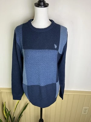 U.S Polo Assn NWT Sweater Men's S Patchwork Crew Neck  Multicolor Cotton Preppy - Image 1 of 4