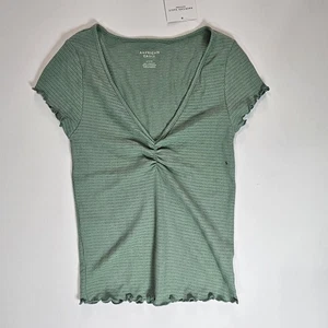 American Eagle Cropped Shirt Womens Small Ruched Dainty Feminine Festival Boho - Picture 1 of 7