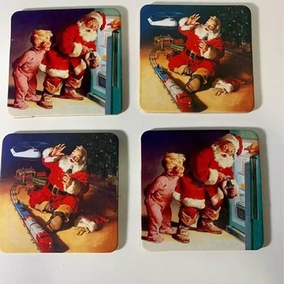 Coca Cola Santa Vintage Christmas Coasters set of 4, 3.5” 🎅🏼 - Image 1 of 4
