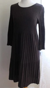 Eileen Fisher Sz XS Brown Elegant 100% Wool Knit Ribbed Sweater Dress Mint - Picture 1 of 6